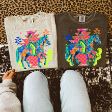 Load image into Gallery viewer, Bright Retro Checkered Aztec Cowgirl Cowboy DROPDOWN TRANSFER SCG MAY 26