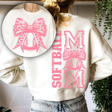 Load image into Gallery viewer, Baseball Or Softball Mom Blk Leopard Bow With Pocket Dropdown TRANSFER