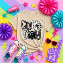 Load image into Gallery viewer, Game Day Black And White Checkers Zebra Stars Sketch Sport DROPDOWN TRANSFER PHDC MAY 26