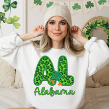 Load image into Gallery viewer, Shamrock Leopard Faux Embroidery States (All 50 states available) DTF TRANSFER