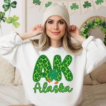 Load image into Gallery viewer, Shamrock Leopard Faux Embroidery States (All 50 states available) DTF TRANSFER