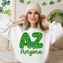 Load image into Gallery viewer, Shamrock Leopard Faux Embroidery States (All 50 states available) DTF TRANSFER