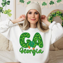 Load image into Gallery viewer, Shamrock Leopard Faux Embroidery States (All 50 states available) DTF TRANSFER