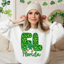 Load image into Gallery viewer, Shamrock Leopard Faux Embroidery States (All 50 states available) DTF TRANSFER