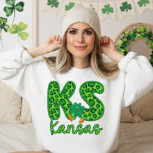 Load image into Gallery viewer, Shamrock Leopard Faux Embroidery States (All 50 states available) DTF TRANSFER