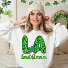 Load image into Gallery viewer, Shamrock Leopard Faux Embroidery States (All 50 states available) DTF TRANSFER