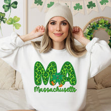 Load image into Gallery viewer, Shamrock Leopard Faux Embroidery States (All 50 states available) DTF TRANSFER