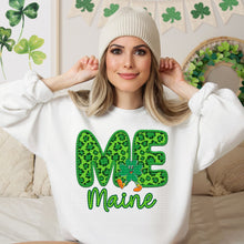 Load image into Gallery viewer, Shamrock Leopard Faux Embroidery States (All 50 states available) DTF TRANSFER