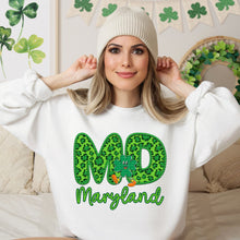 Load image into Gallery viewer, Shamrock Leopard Faux Embroidery States (All 50 states available) DTF TRANSFER