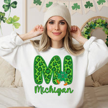 Load image into Gallery viewer, Shamrock Leopard Faux Embroidery States (All 50 states available) DTF TRANSFER