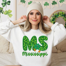 Load image into Gallery viewer, Shamrock Leopard Faux Embroidery States (All 50 states available) DTF TRANSFER