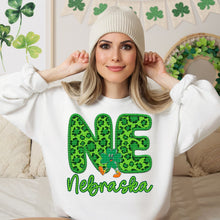 Load image into Gallery viewer, Shamrock Leopard Faux Embroidery States (All 50 states available) DTF TRANSFER