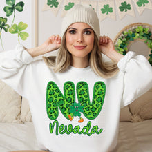 Load image into Gallery viewer, Shamrock Leopard Faux Embroidery States (All 50 states available) DTF TRANSFER