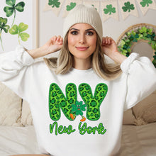 Load image into Gallery viewer, Shamrock Leopard Faux Embroidery States (All 50 states available) DTF TRANSFER