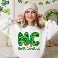 Load image into Gallery viewer, Shamrock Leopard Faux Embroidery States (All 50 states available) DTF TRANSFER