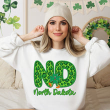 Load image into Gallery viewer, Shamrock Leopard Faux Embroidery States (All 50 states available) DTF TRANSFER