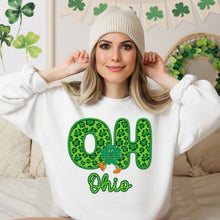 Load image into Gallery viewer, Shamrock Leopard Faux Embroidery States (All 50 states available) DTF TRANSFER