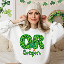 Load image into Gallery viewer, Shamrock Leopard Faux Embroidery States (All 50 states available) DTF TRANSFER