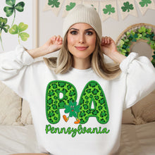 Load image into Gallery viewer, Shamrock Leopard Faux Embroidery States (All 50 states available) DTF TRANSFER