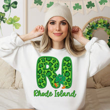 Load image into Gallery viewer, Shamrock Leopard Faux Embroidery States (All 50 states available) DTF TRANSFER