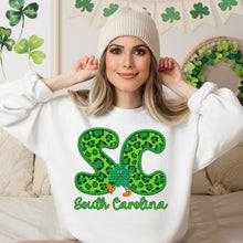 Load image into Gallery viewer, Shamrock Leopard Faux Embroidery States (All 50 states available) DTF TRANSFER