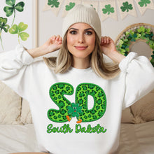 Load image into Gallery viewer, Shamrock Leopard Faux Embroidery States (All 50 states available) DTF TRANSFER
