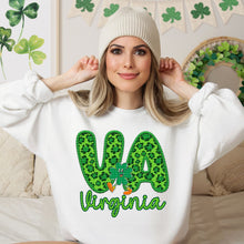 Load image into Gallery viewer, Shamrock Leopard Faux Embroidery States (All 50 states available) DTF TRANSFER