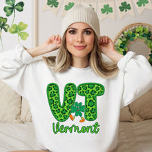 Load image into Gallery viewer, Shamrock Leopard Faux Embroidery States (All 50 states available) DTF TRANSFER