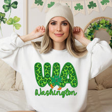 Load image into Gallery viewer, Shamrock Leopard Faux Embroidery States (All 50 states available) DTF TRANSFER