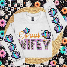 Load image into Gallery viewer, Spooky Title/Occupation Iridescent Ghost With Double Sleeve DROPDOWN TRANSFER HMWK