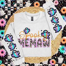 Load image into Gallery viewer, Spooky Title/Occupation Iridescent Ghost With Double Sleeve DROPDOWN TRANSFER HMWK