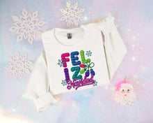 Load image into Gallery viewer, Feliz Navidad Faux Yarn Snowflakes And Christmas Lights Dropdown TRANSFER SCG NOV 25