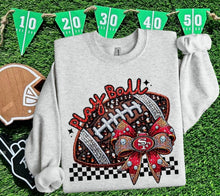 Load image into Gallery viewer, Play Ball Football Faux Embroidery Rhinestone Sequin DROPDOWN TRANSFER HMWK