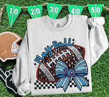 Load image into Gallery viewer, Play Ball Football Faux Embroidery Rhinestone Sequin DROPDOWN TRANSFER HMWK