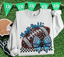 Load image into Gallery viewer, Play Ball Football Faux Embroidery Rhinestone Sequin DROPDOWN TRANSFER HMWK