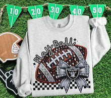 Load image into Gallery viewer, Play Ball Football Faux Embroidery Rhinestone Sequin DROPDOWN TRANSFER HMWK