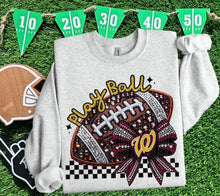 Load image into Gallery viewer, Play Ball Football Faux Embroidery Rhinestone Sequin DROPDOWN TRANSFER HMWK