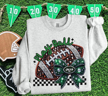 Load image into Gallery viewer, Play Ball Football Faux Embroidery Rhinestone Sequin DROPDOWN TRANSFER HMWK