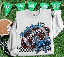 Load image into Gallery viewer, Play Ball Football Faux Embroidery Rhinestone Sequin DROPDOWN TRANSFER HMWK