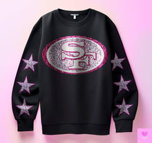 Load image into Gallery viewer, Football With Star Sleeve Pink Glitter DROPDOWN TRANSFER KPI