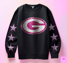 Load image into Gallery viewer, Football With Star Sleeve Pink Glitter DROPDOWN TRANSFER KPI