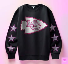 Load image into Gallery viewer, Football With Star Sleeve Pink Glitter DROPDOWN TRANSFER KPI