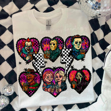 Load image into Gallery viewer, Horror Bright Checker Flame Heart Dropdown TRANSFER MOON JUNE 25