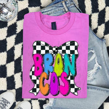 Load image into Gallery viewer, Bright Checker Bow Mascots DROPDOWN TRANSFER ARA JUNE 25