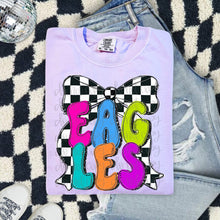 Load image into Gallery viewer, Bright Checker Bow Mascots DROPDOWN TRANSFER ARA JUNE 25