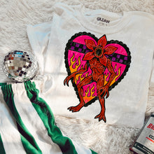 Load image into Gallery viewer, Horror Bright Checker Flame Heart Dropdown TRANSFER MOON JUNE 25