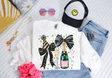 Load image into Gallery viewer, 2026 Champagne Bottle Black And Gold Bow Collage TRANSFER SCG DEC 25