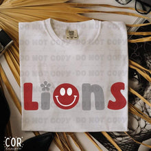 Load image into Gallery viewer, Lions Red Wht Flowers Happy TRANSFER COR