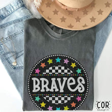 Load image into Gallery viewer, Colorful Checkered Stars Mascot DROPDOWN TRANSFER COR