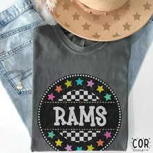 Load image into Gallery viewer, Colorful Checkered Stars Mascot DROPDOWN TRANSFER COR